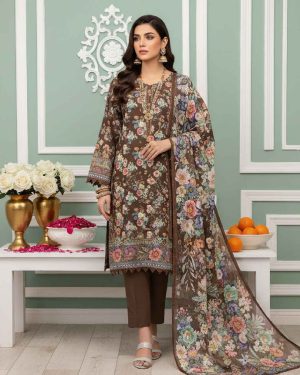 Bistre Blush women’s unstitched 3pc printed viscose suit