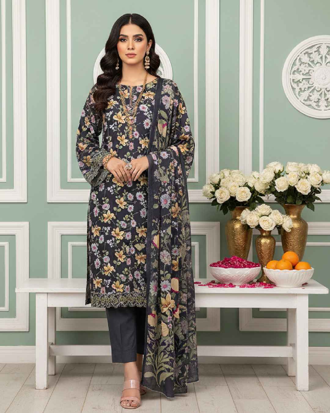 Dynasty Grey, Women's Unstitched 3pc suit winter collection Dynasty Grey, Women's Unstitched 3pc suit winter collection